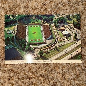 ca 1960s 4x6 OH Postcard Canton Pro Football Hall of Fame Game stadium aerial